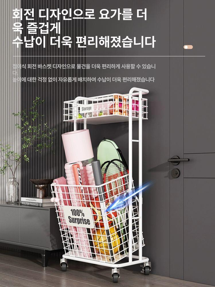 운동기구 정리함 요가매트 폼롤러 랙 보관 수납 라켓 홈트 수납바구니 운동 거치대 기구 - 상세 이미지 3