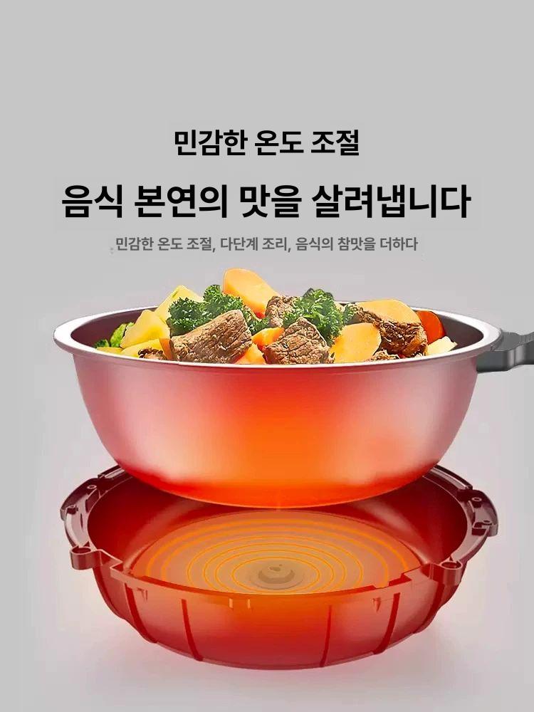 조영 회전냄비 자동볶음기 자동 조리기 스마트 다용도 투명 유리뚜껑 논스틱 코팅 전기 볶음 스페이스그레이 - 상세 이미지 4