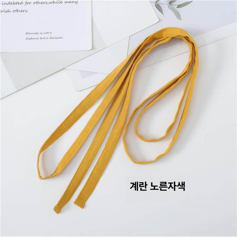 여성 원피스 허리끈 슬림 코튼 블랙 린넨 솔리드 화이트 - 상세 이미지 4