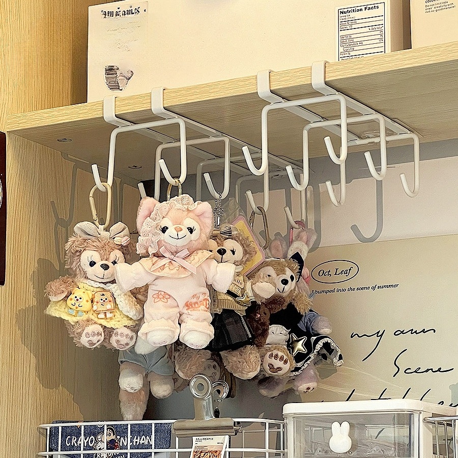 무타공 키링 걸이 선반 하단 옷장 문틈 철제 와이어 다용도 수납 정리대 공간활용 인형 - 상세 이미지 2