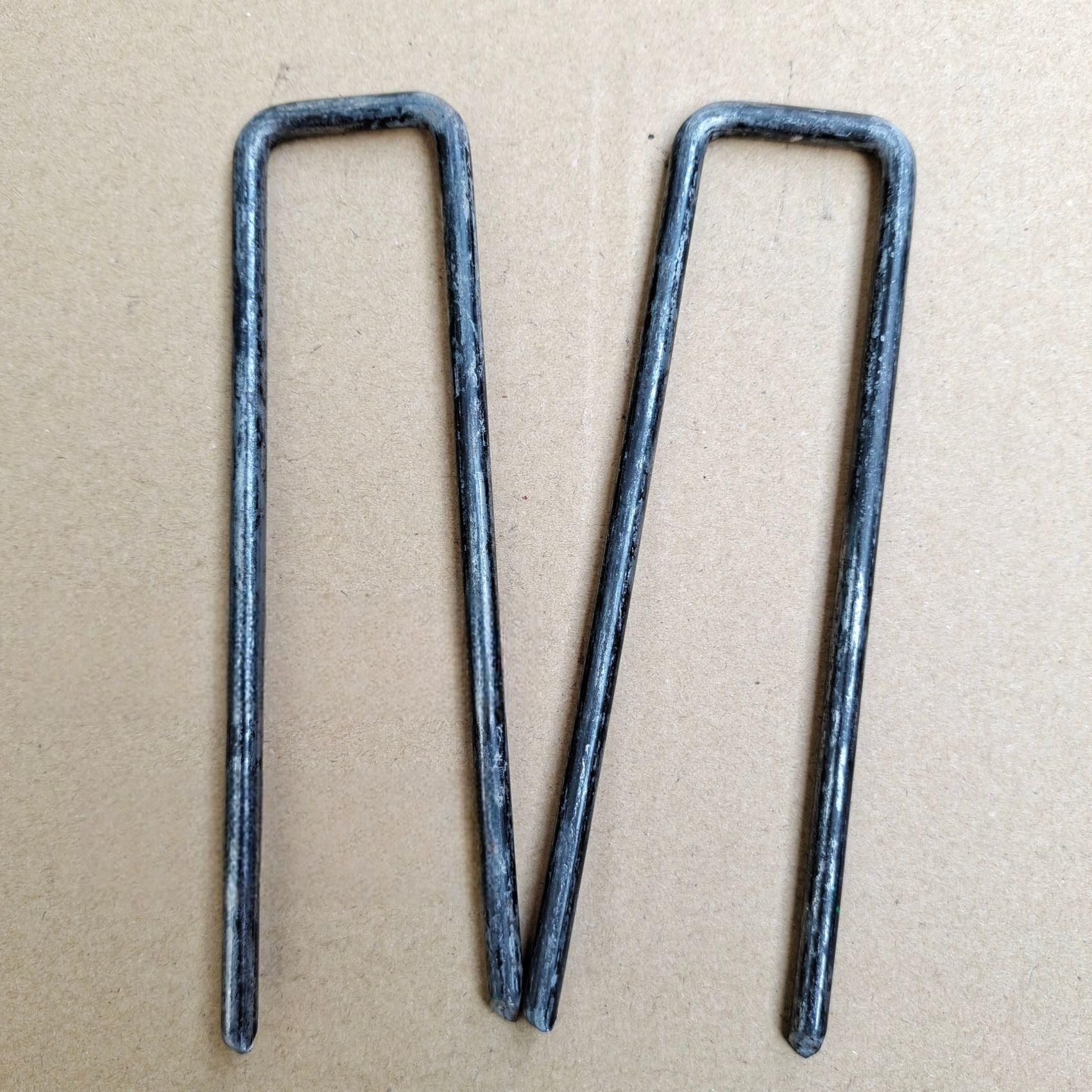접지못 U자형 강철 고정핀 두께6mm폭4cm길이10cm 아연도금 5mm 10cm - 상품 이미지