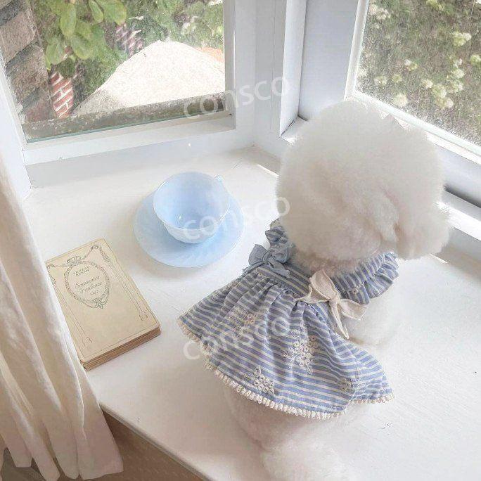 강아지 원피스 애완옷 프릴 원피스 얇은 원단 - 상품 이미지
