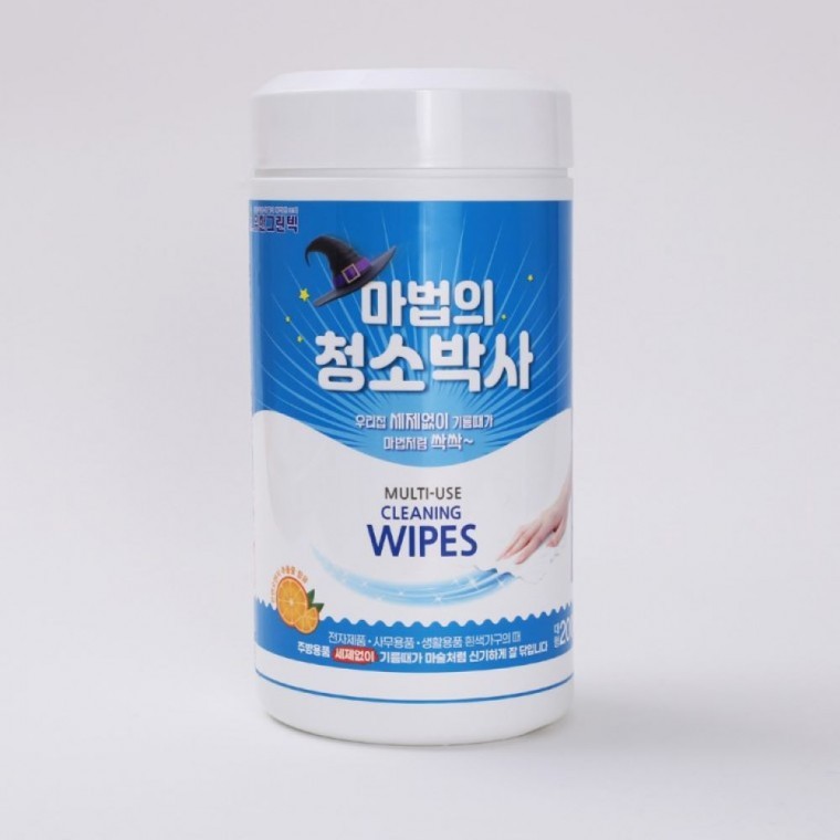 마법의청소박사 200매 원통형 다용도 클리너티슈 기름때 찌든때 세정용 - 상품 이미지