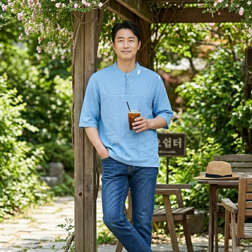 여름 생활한복 티셔츠 7부 개량한복 절개 티셔츠 남녀공용 이미지 6