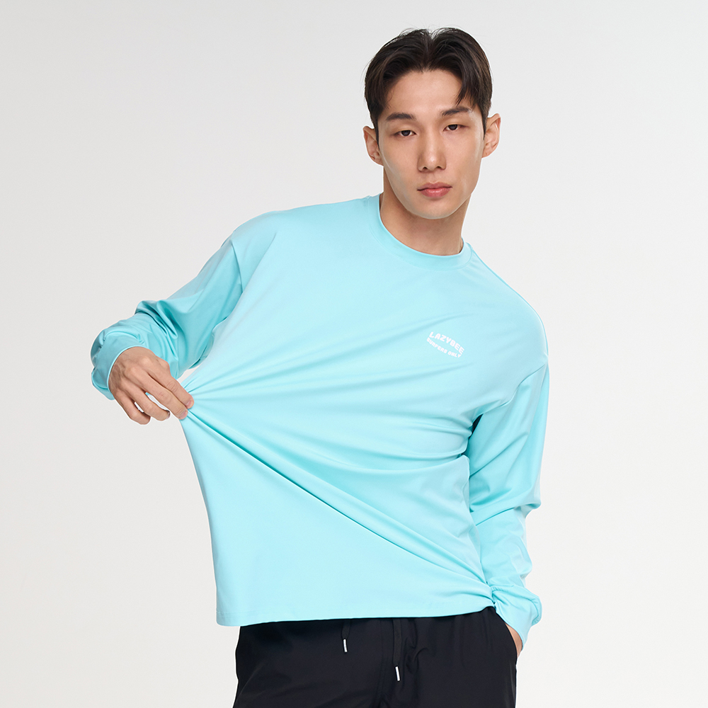 드라이쿨링 오버핏 남성 긴팔 래쉬가드 체형커버 수영복 루즈핏 비치웨어 민트 - 상세 이미지 4