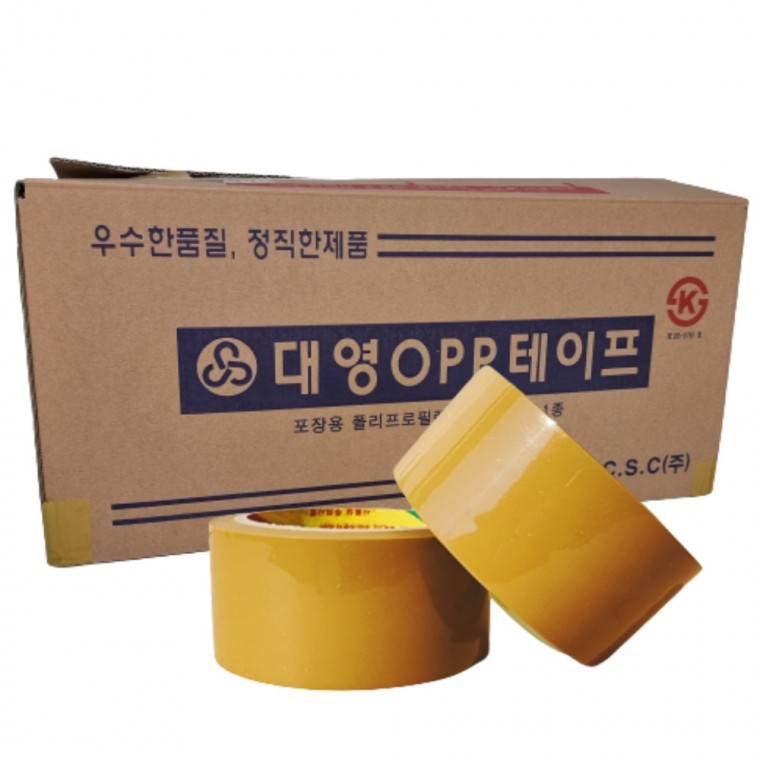 OPP TAPE 48X50m 1박스 50개 베이지/황색/강력접착테이프/라바테이프/ 박스테이프/포장테이프 - 상품 이미지