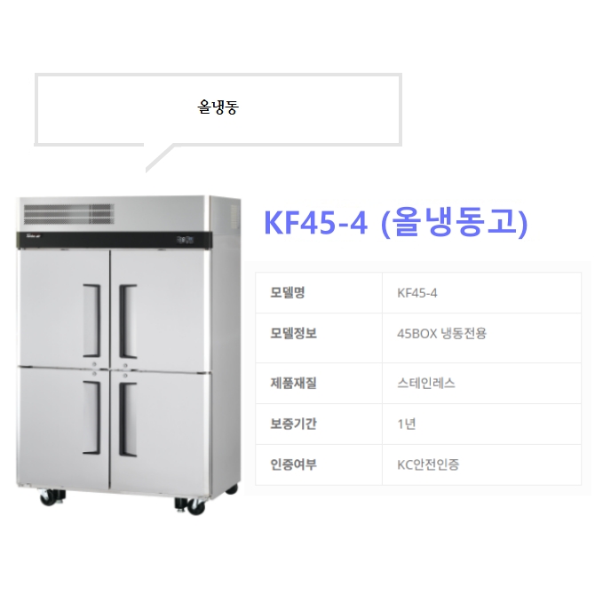 업소용냉동고 1175L 식당 영업용 올냉동 간냉식 45박스 대형냉동고 KF45-4 - 상세 이미지 2
