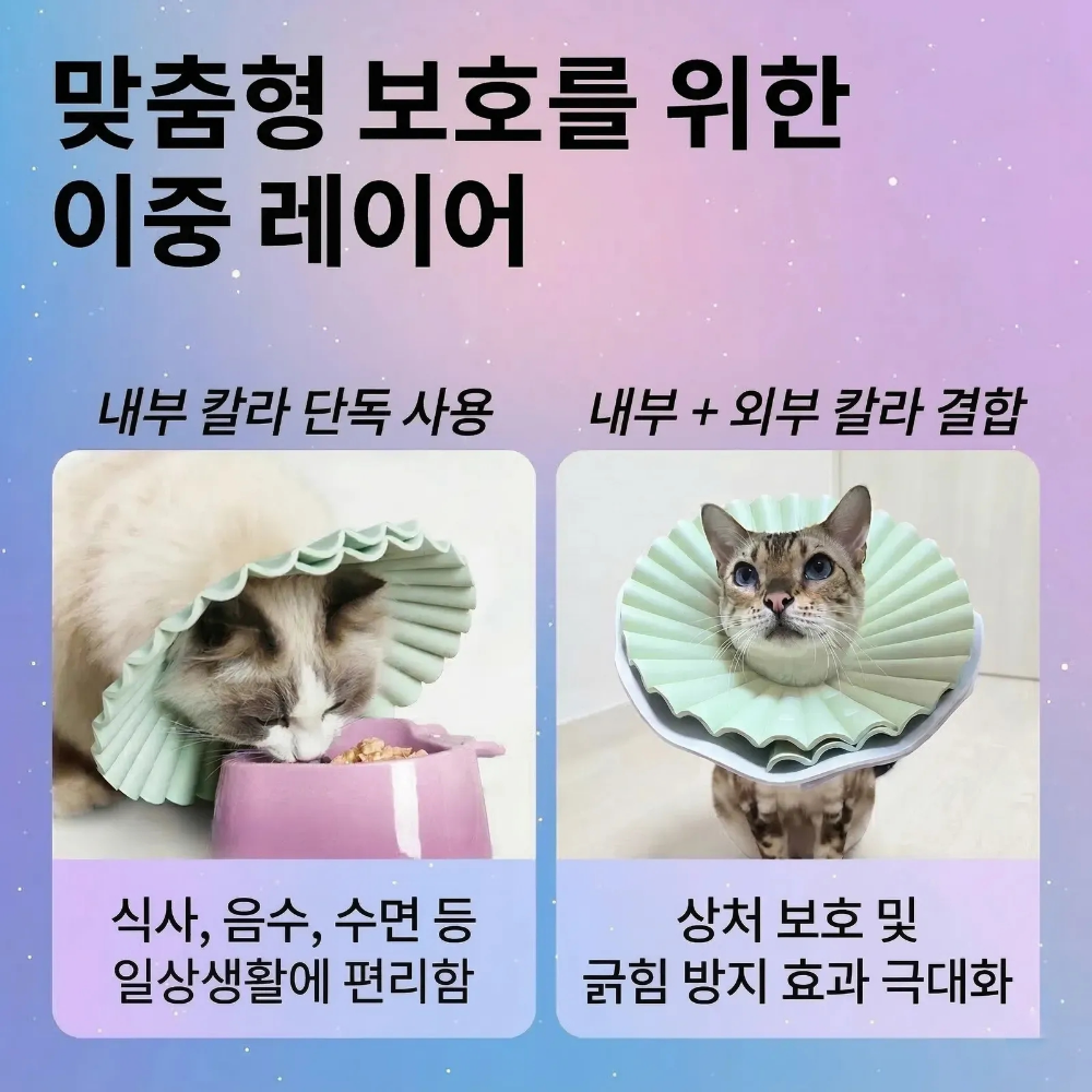 1+1 맥길이네 고양이 넥카라 초경량 방수 오가닉 EVA 중성화 수술 깔때기 2종 세트 - 상세 이미지 5