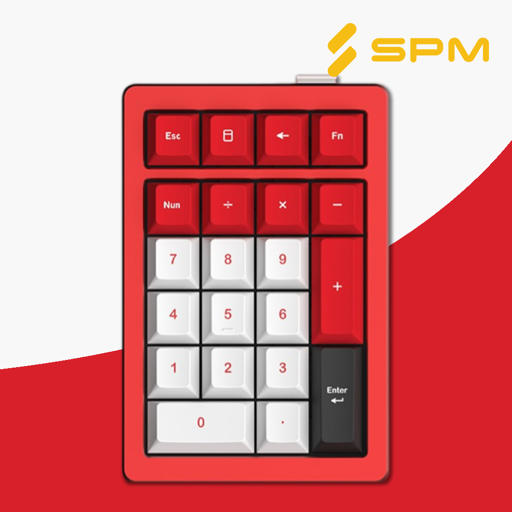 [무선] SPM AL21W 풀알루미늄 숫자 키보드 넘 넘버 레드, 화이트 몽돌축 - 상품 이미지