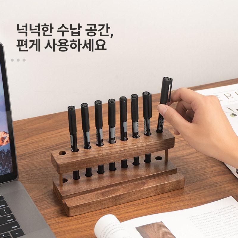 원목 고급 펜홀더 만년필 우드 휴대폰 꽃이 거치대 너도밤나무 골드 펜 홀더 - 상세 이미지 3