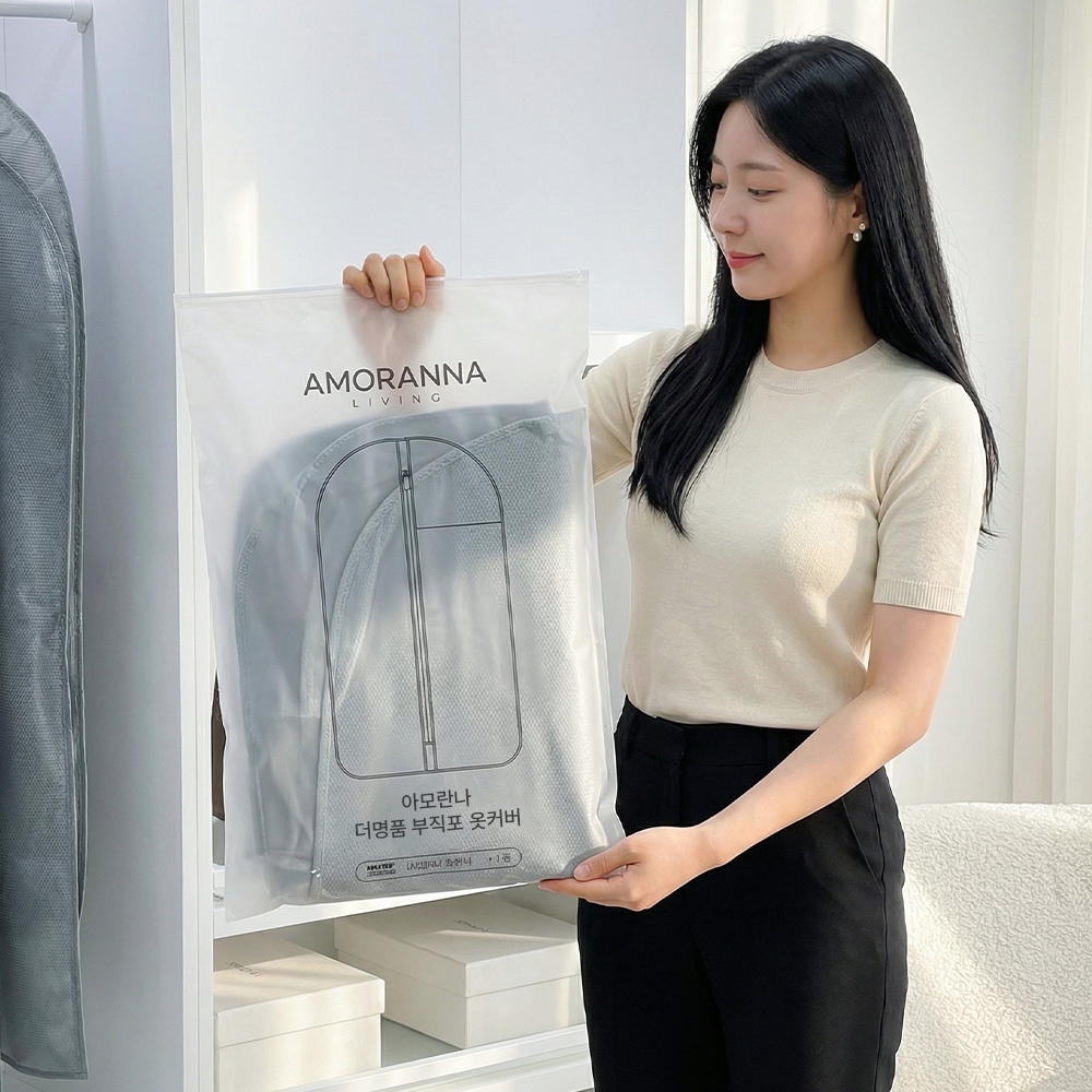 아모란나 부직포 옷커버 옷장정리 패딩 코트 의류커버 더명품 미디엄 M - 상세 이미지 5