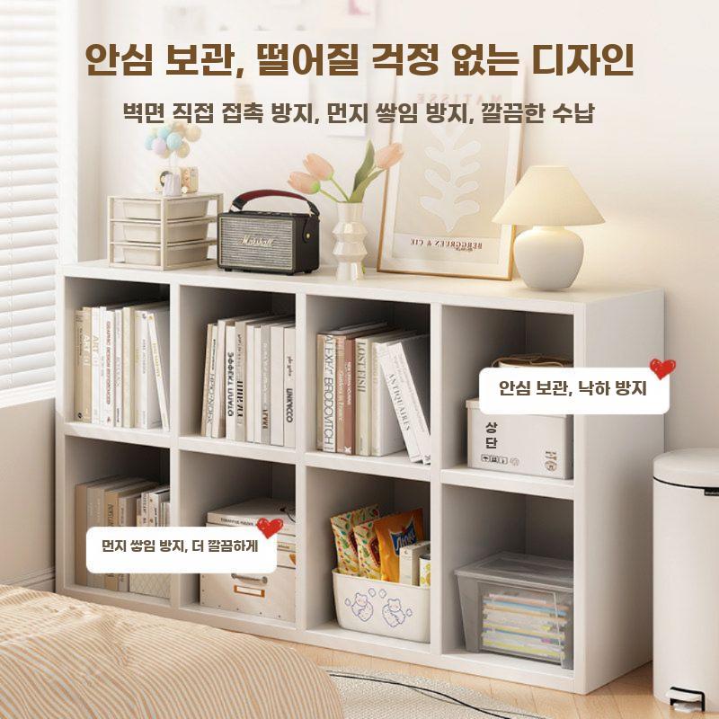 사이드 격자 수납장 책장 침실 탁자 책꽂이 인테리어 8격자 화이트 120x30x60CM - 상세 이미지 5