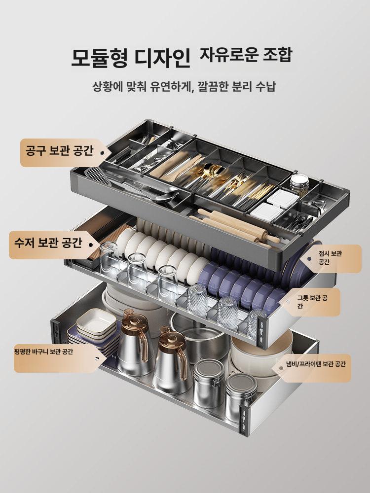 바스켓 싱크대 코너 회전 캐비닛 선반 하부장 코너장 주방 수납 캐비넷 회전식 정리대 바구니 - 상세 이미지 3