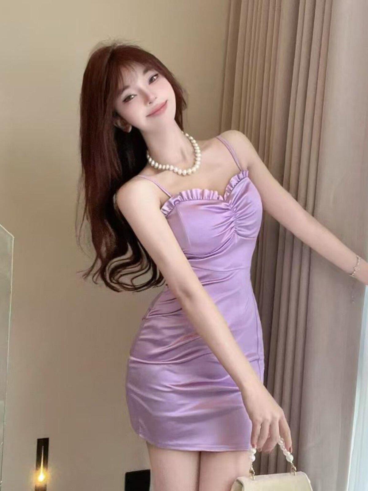 홀복 원피스 짧은 파티룩 딱붙는 쉬폰 여캠 기념일 쫀쫀 타이트한 러블리한 - 상세 이미지 3