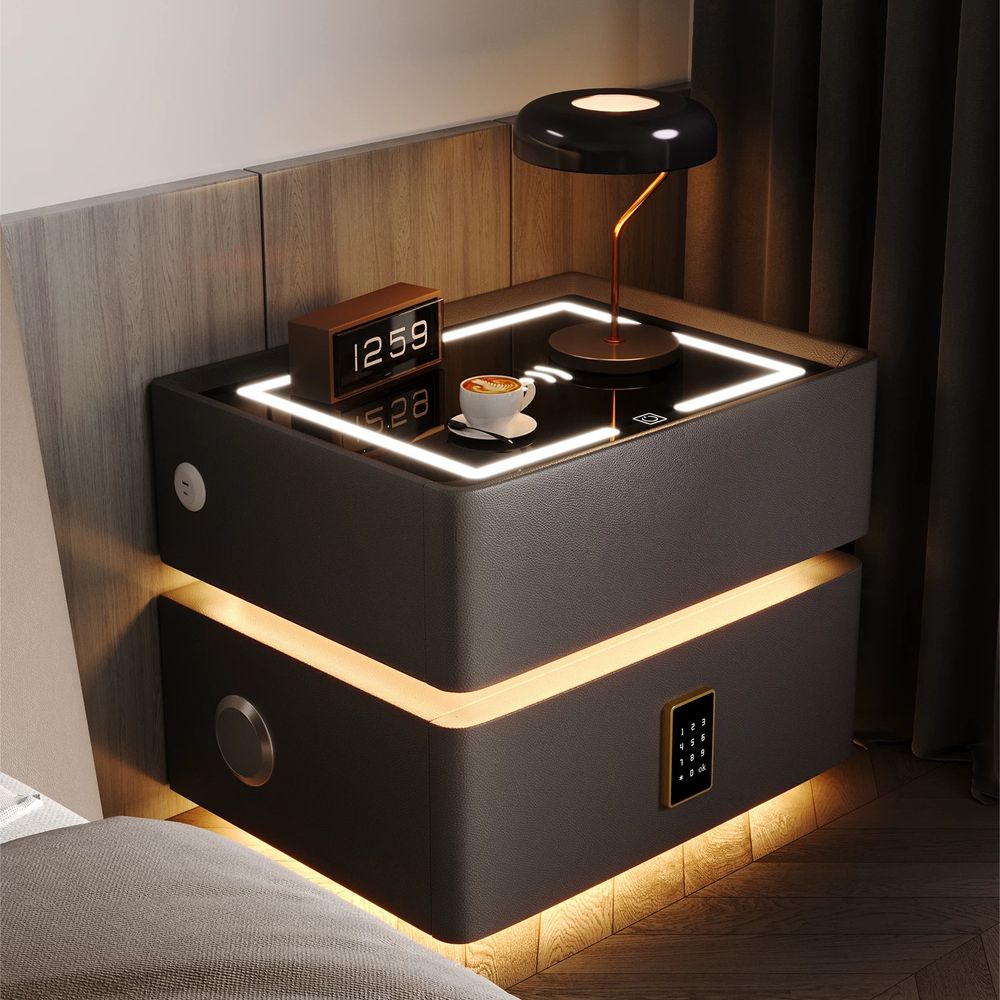 콘센트협탁 안방 led 침실 캐비닛 스마트 40cm 라이트 그레이 - 상품 이미지