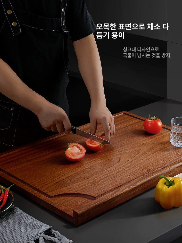 반죽대 대형 작업판 작업대 수제비 국수 반죽판 베이킹 이중 엣지 [60x43x2cm] 밀대 포함 - 상세 이미지 3