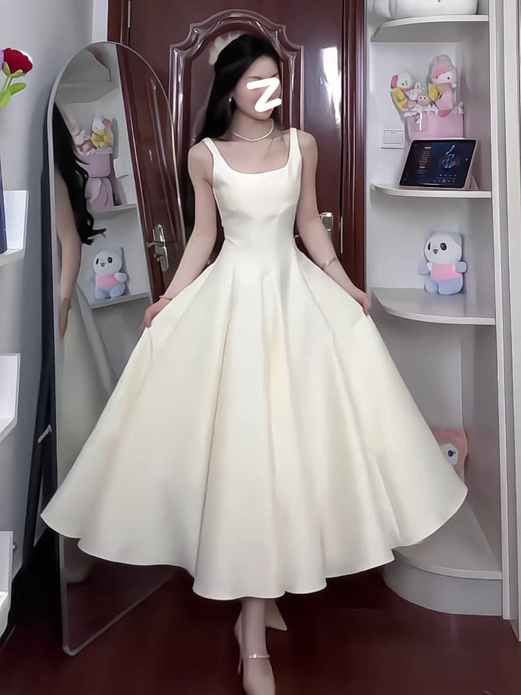 셀프웨딩 촬영드레스 피로연 브라이덜샤워 스냅 드레스 화이트 XS [40-50kg] - 상세 이미지 2