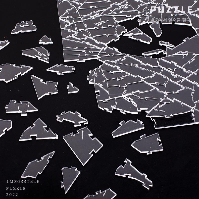 퍼즐 깨진 유리 아크릴 투명 고난도 불규칙 두뇌 투명-500 장 40x40cm - 상세 이미지 3