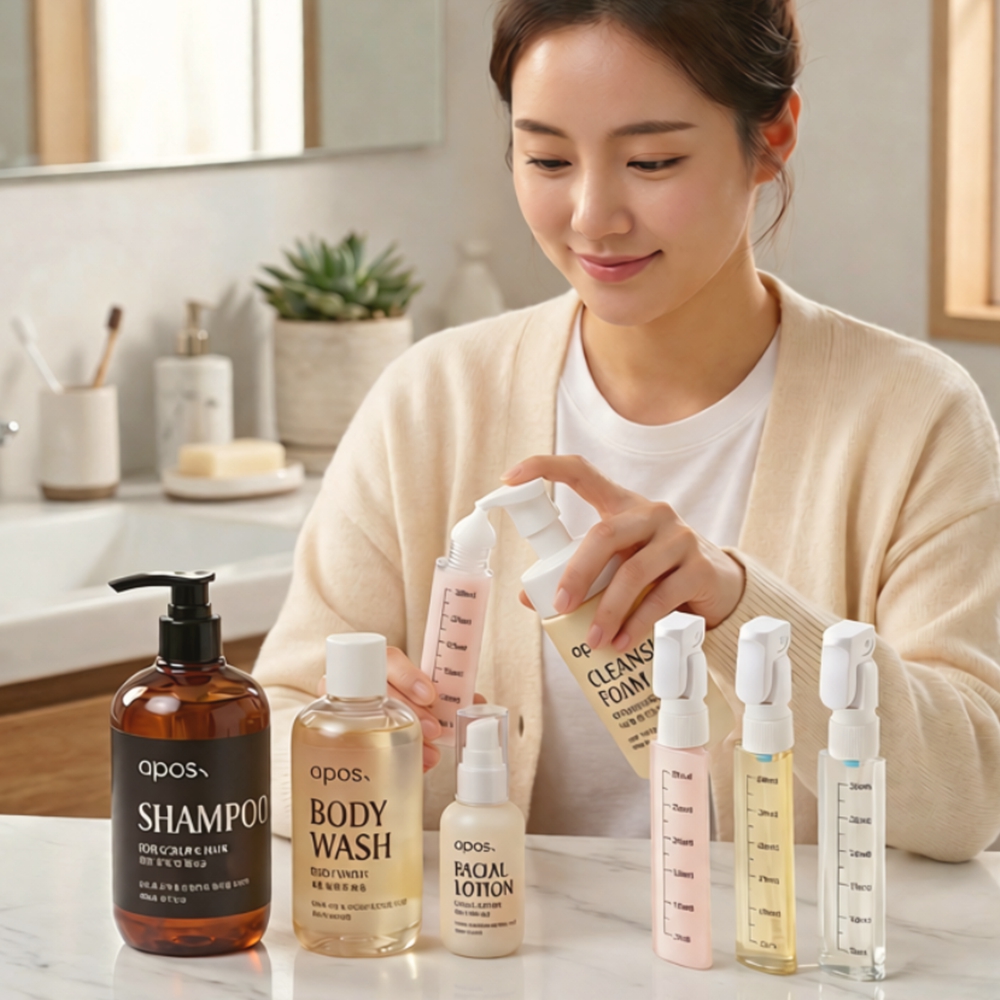 4in1 여행용 로션통 샴푸린스통 세면도구공병 수영소분용기 휴대용 세트 - 상세 이미지 2