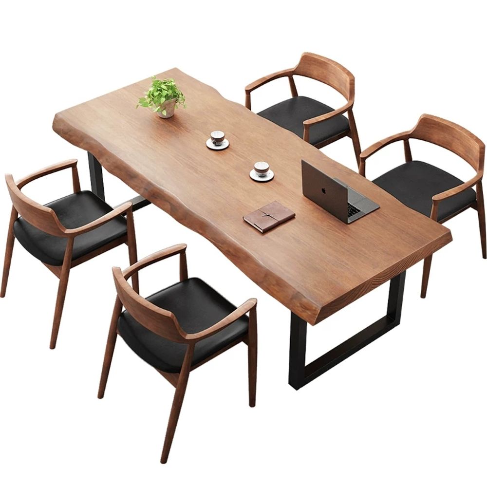 우드슬랩 대형 테이블 원목 회의실 우드 책상 100x60x75cm 카페 내추럴 - 상품 이미지
