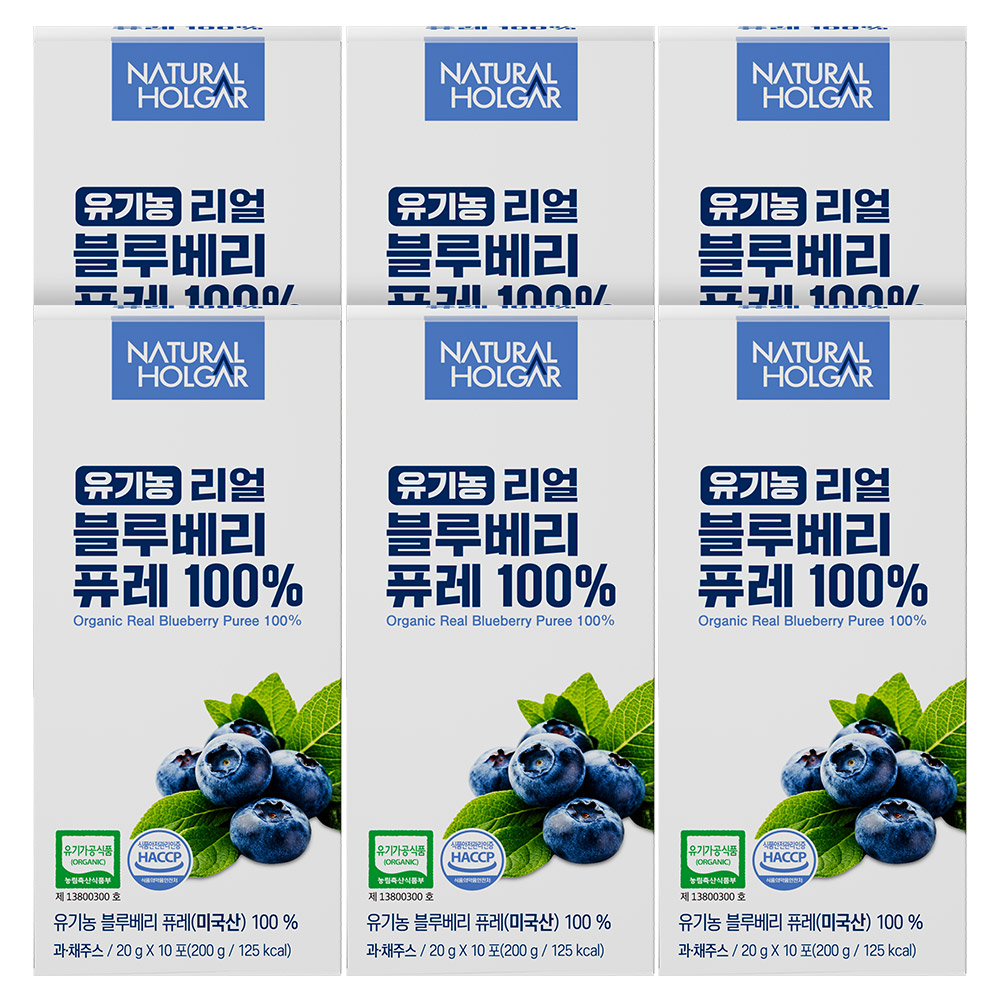 네츄럴올가 유기농 리얼 블루베리 퓨레 100% 10포, 6개 - 상품 이미지