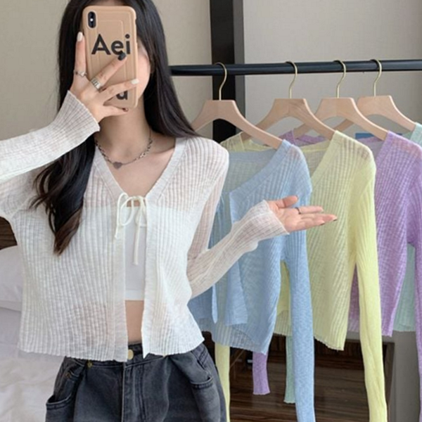 얇은 여성 여름 가디건 데일리 시스루 가디건 루즈핏 썸머 비치 - 상품 이미지