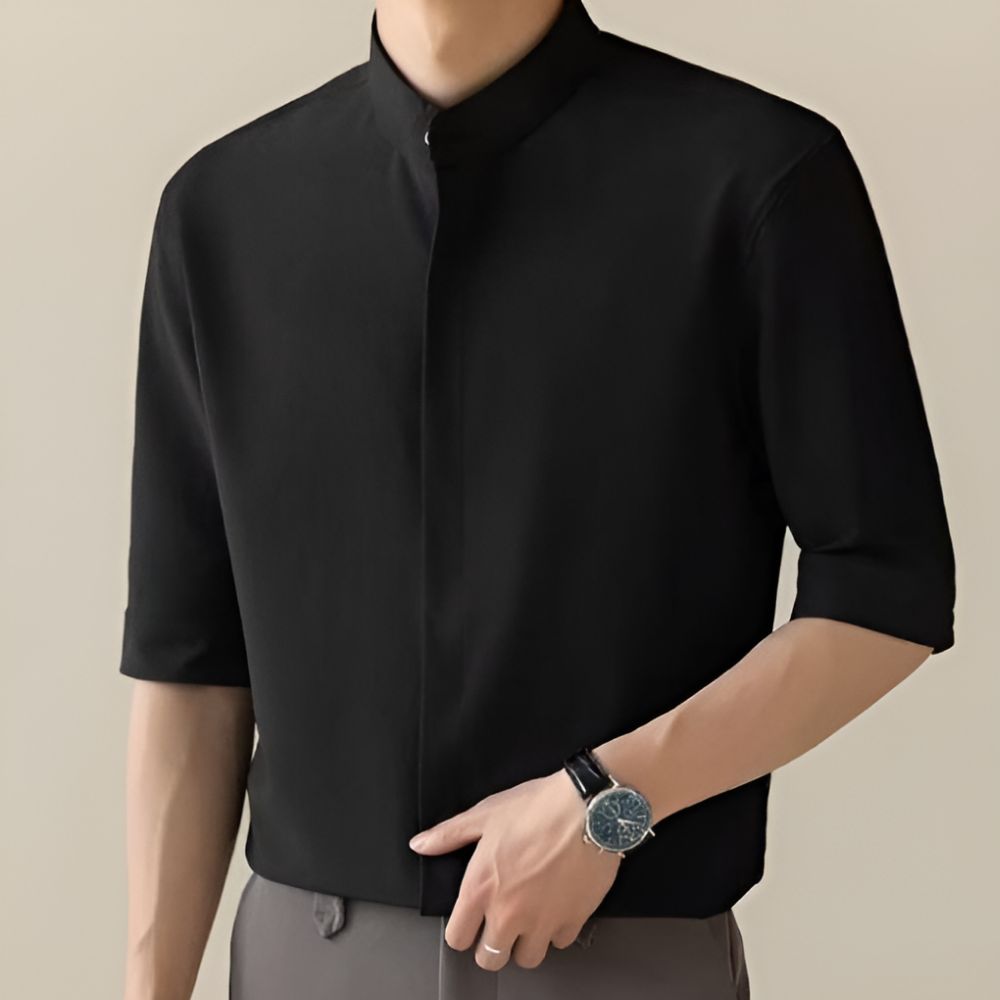차이나카라셔츠 남자5부셔츠 중년남성반팔남방 구김없는 - 상세 이미지 2