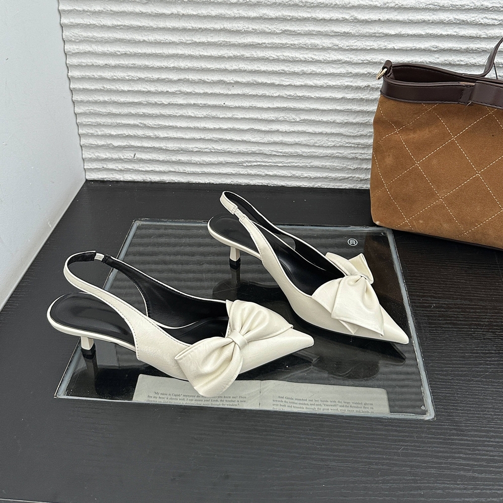웨딩슈즈 드레스 리본 구두 슬링백 본식 리허설 촬영 힐 5cm - 상품 이미지