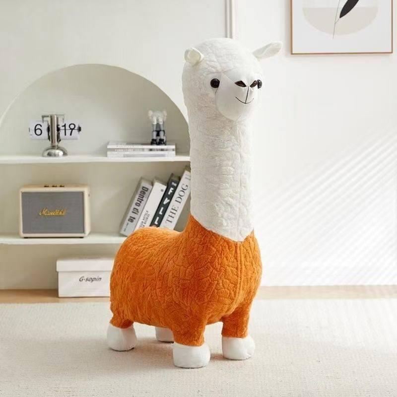 대형 동물 스툴 인형 키즈방 장식 알파카 오브제 거실 110cm 브라운 - 상세 이미지 5