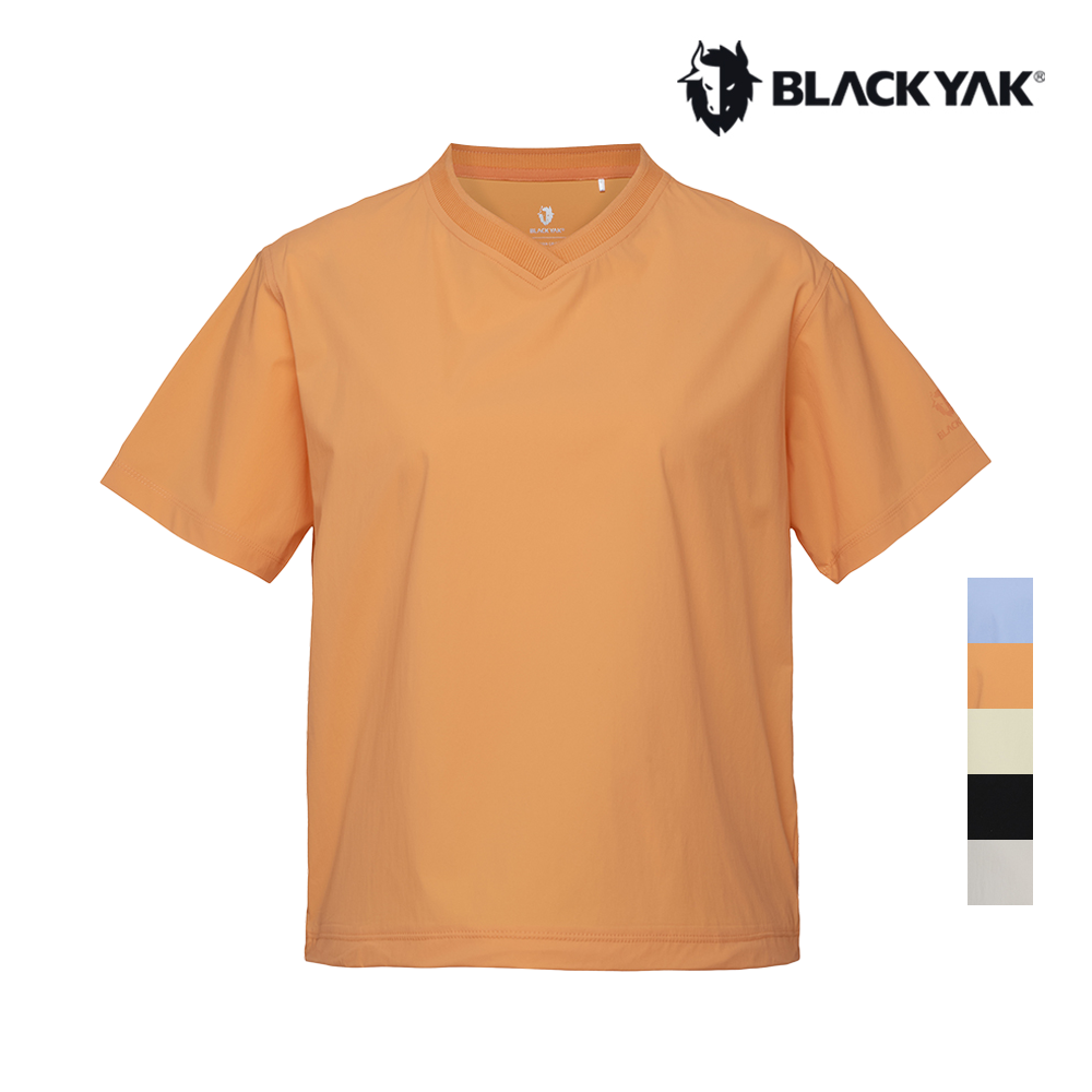 여성 브이넥 쿨반팔티 여름 루즈핏 바스락티셔츠 - 상품 이미지