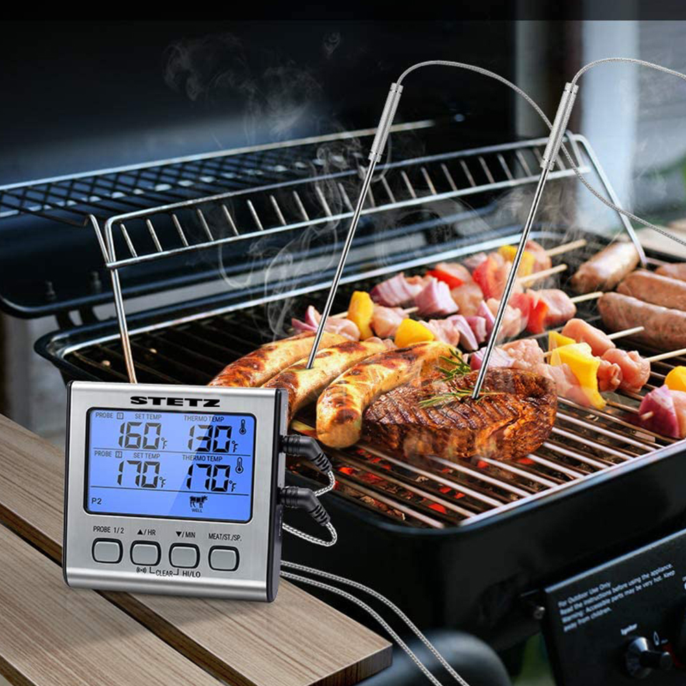 스테츠 듀얼 바베큐 온도계 탐침 고기 스테이크 캠핑 BBQ 요리용 - 상세 이미지 2