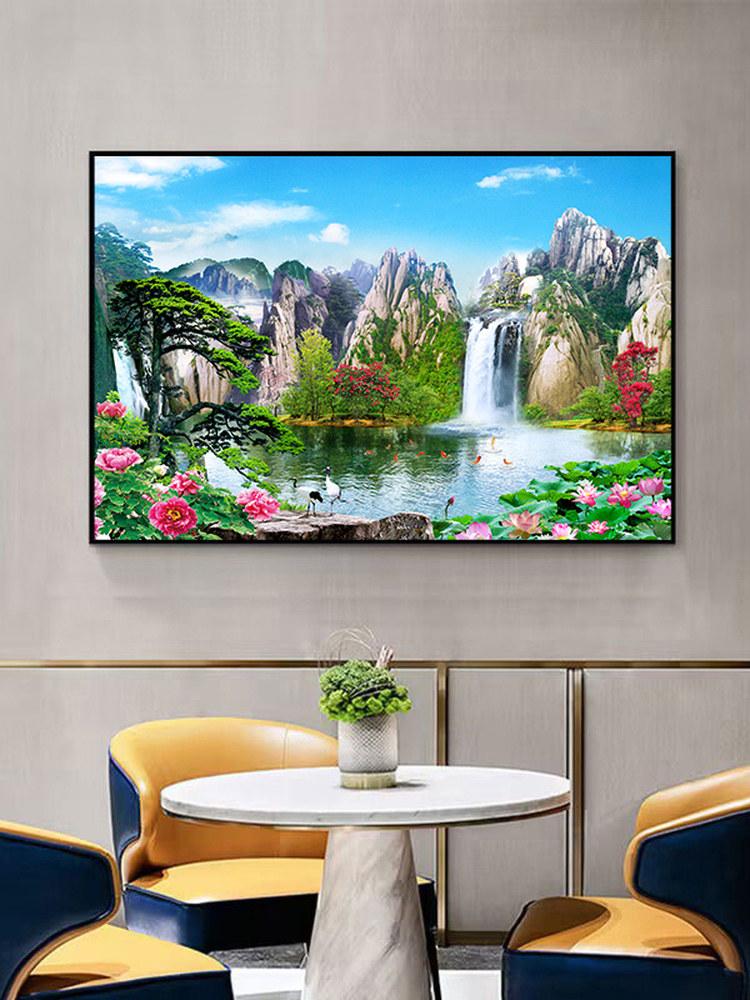 폭포사진 생기그림 돈들어오는 폭포수 폭포그림포스터 흐르는 물 부 A 크리스탈 도자기 평면 60x40 높이 - 상세 이미지 3