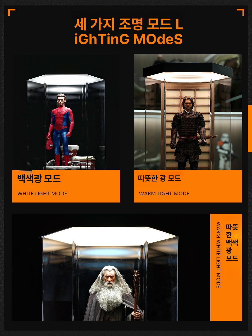 피규어장 회전 LED 육각 디스플레이 무대 램프 아크릴박스 디피 조명 - 상세 이미지 3