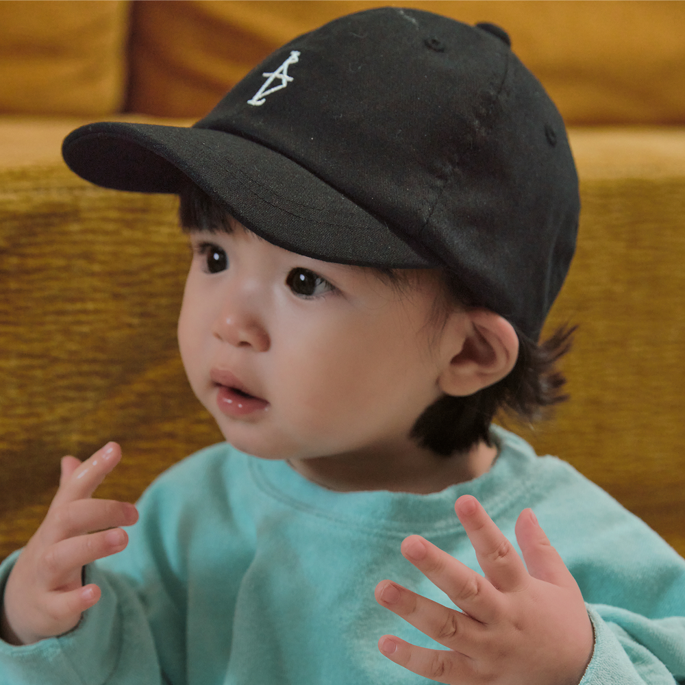 아기 볼캡 후면밴딩 깊은챙 유아 캡모자 돌아기 모자 면 자수 블랙, Free - 상품 이미지