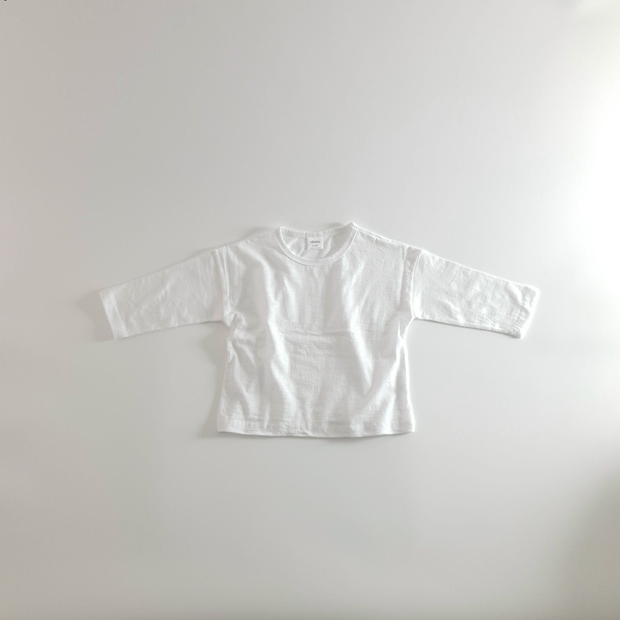 아기 흰티 워싱 슬라브 루즈핏 긴팔티 아동 키즈 티셔츠 유아 남아 여아 기본티 오도도 - 상세 이미지 2