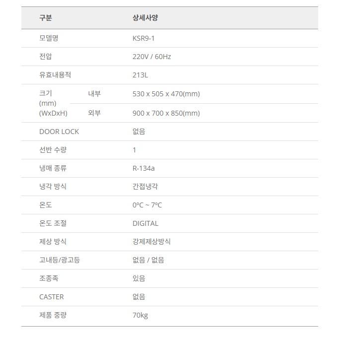6구 밧드테이블냉장고900 213L 식당 간냉식 반찬테이블냉장고 KSR9-1 - 상세 이미지 3