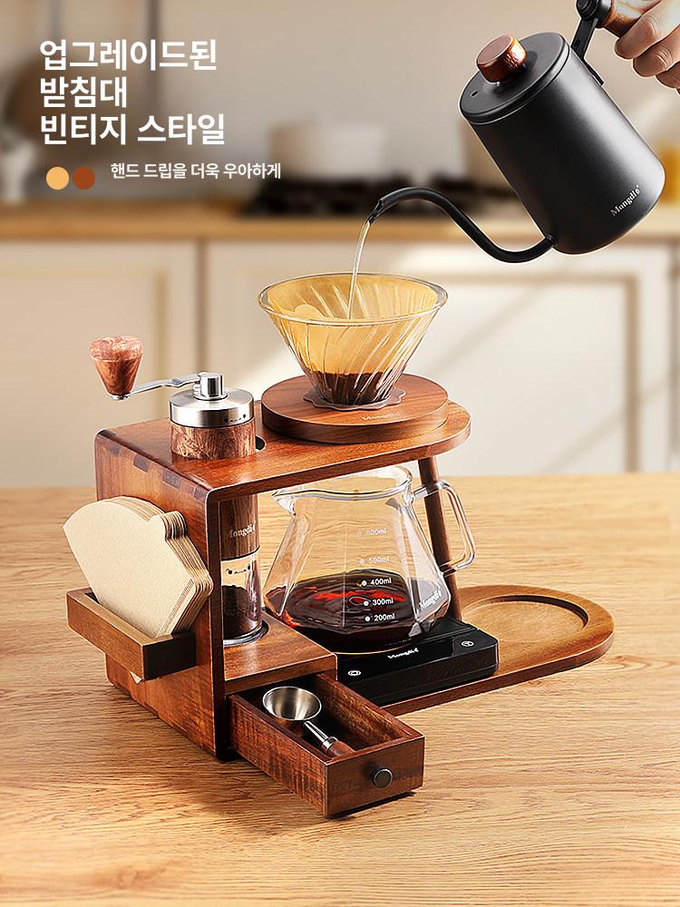 원목 핸드드립 커피메이커 드리퍼 수납랙 거치대 8피스 우드패턴 세라믹 8피스 - 상세 이미지 2