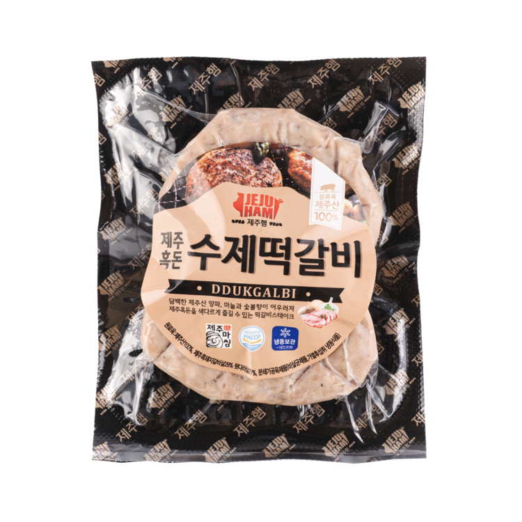 제주햄 아질산나트륨 무첨가 제주흑돼지 수제떡갈비 200g, 5개 - 상품 이미지