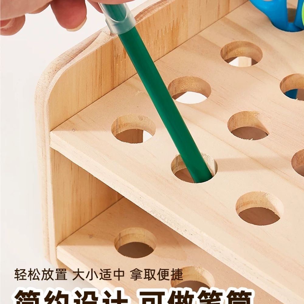 가위꽂이 보관함 원목 공간 책상 정리함 미술 선반 수납함 다용도 - 상세 이미지 3