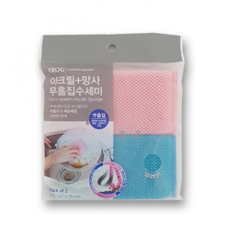 지니몰 아크릴 수세미 2P 싱크대 청소 기름때 찌든때 설거지 - 상품 이미지
