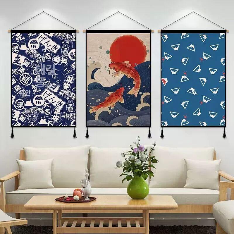 이자카야 패브릭 포스터 벽걸이 족자 일식집 벽장식 감성 화이트크레인 플라잉 45x65 면마 혼방 [투태슬+무료봉접착식후크포함] - 상세 이미지 4