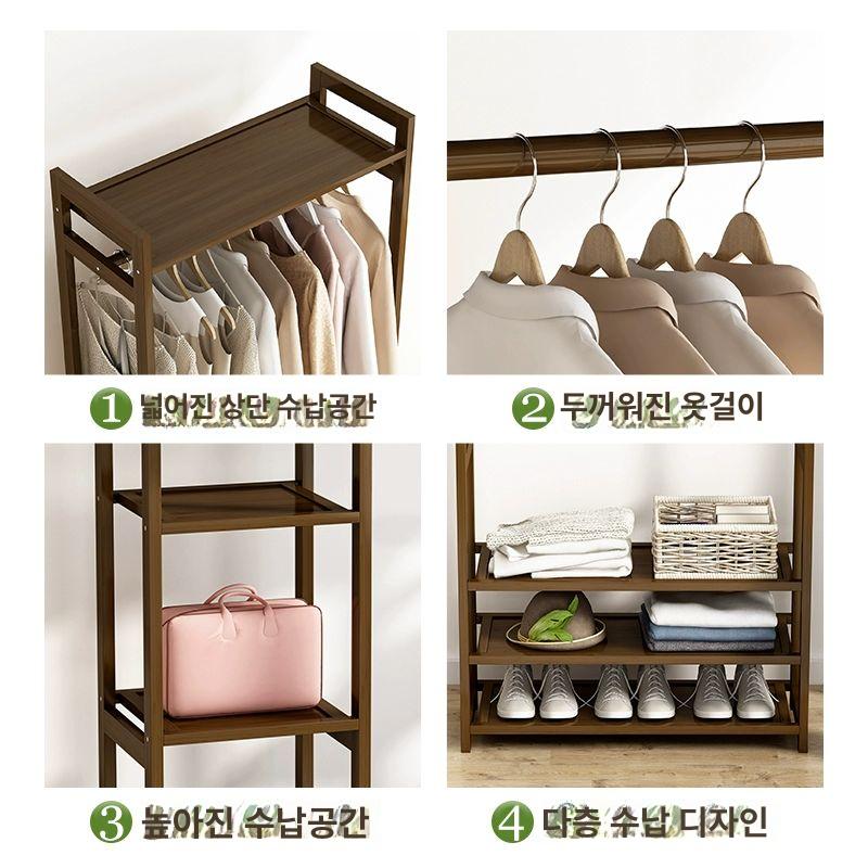 원목옷장 튼튼한 나무 오픈 커튼리스 침실 셀프조립 A형 심플 티 50 이중 행 접이식 이미지 6