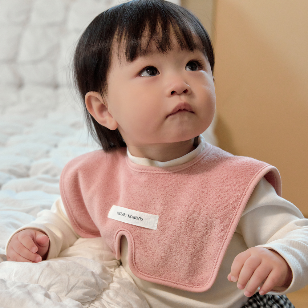 아기 턱받이 신생아 세일러 테리빕 오가닉 빕 침받이 베이비 천연염색 핑크 - 상품 이미지