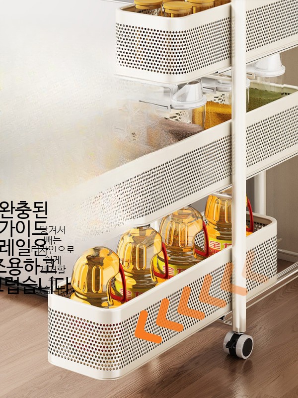 좁은틈새 이동식 수납장 서랍형 다층 슬림 선반 주방 욕실 수납가구 - 상세 이미지 4