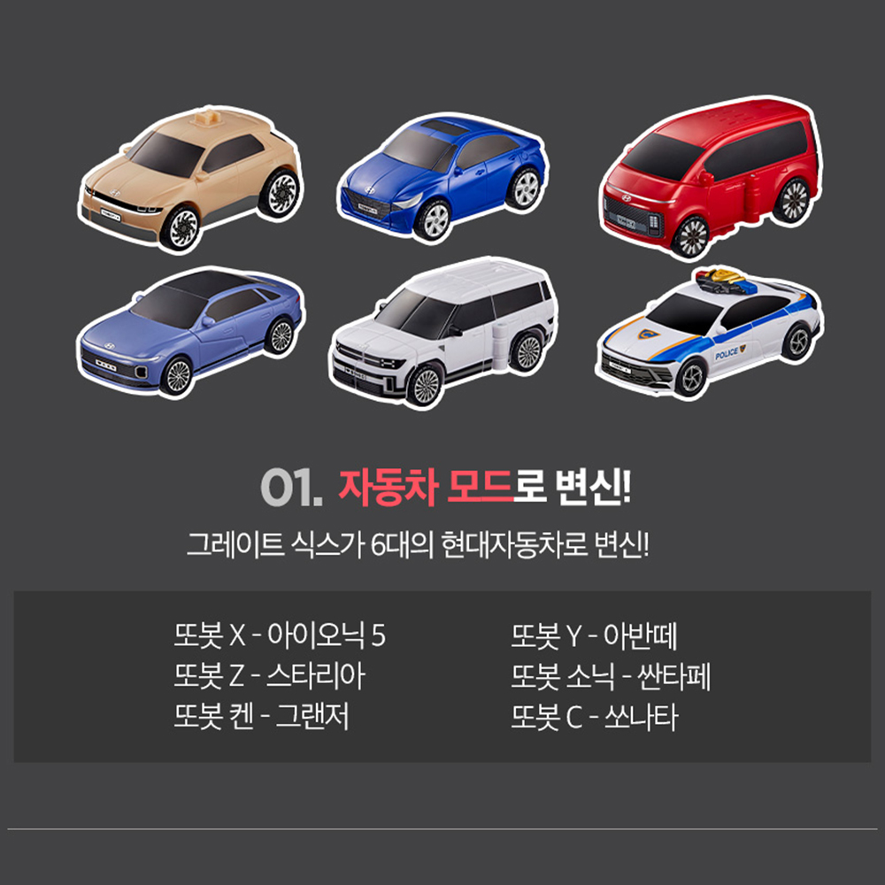 또봇 미니 그레이트식스 X Y Z C 소닉 켄 자동차 6단 변신 로봇 스티커 세트 장난감 - 상세 이미지 3