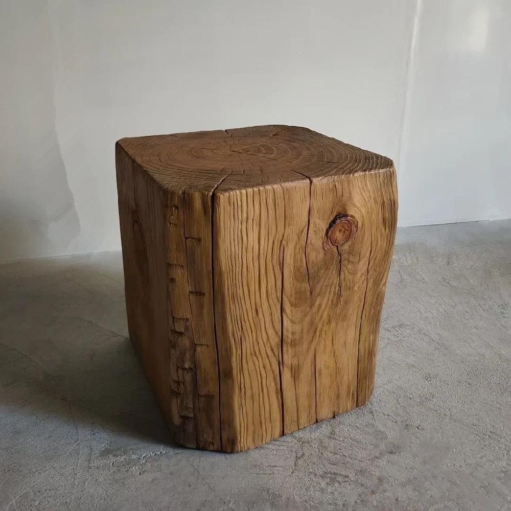 원목 사각 스툴 미니 인테리어 보조 의자 티테이블 브라운 25x25x30 cm - 상세 이미지 2