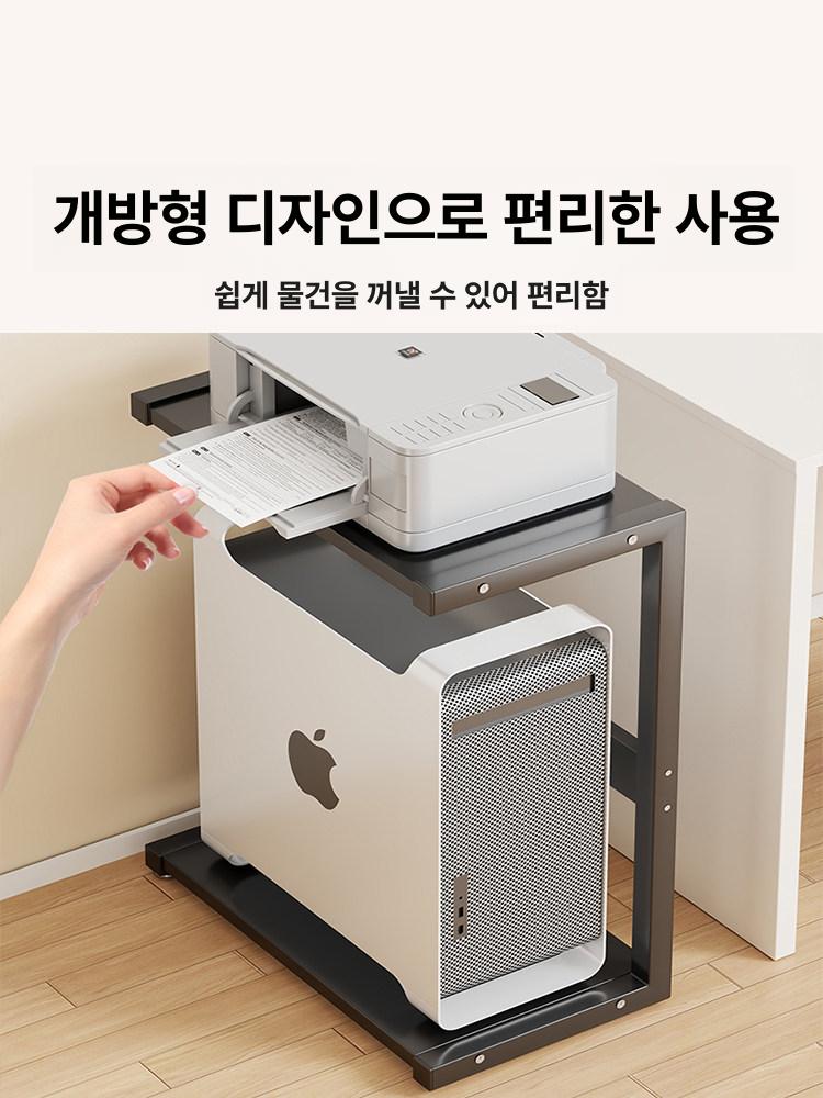 컴퓨터 본체 선반 바퀴 PC받침대 거치대 데스크탑 블랙 [길이 44 표준 모델] - 상세 이미지 3