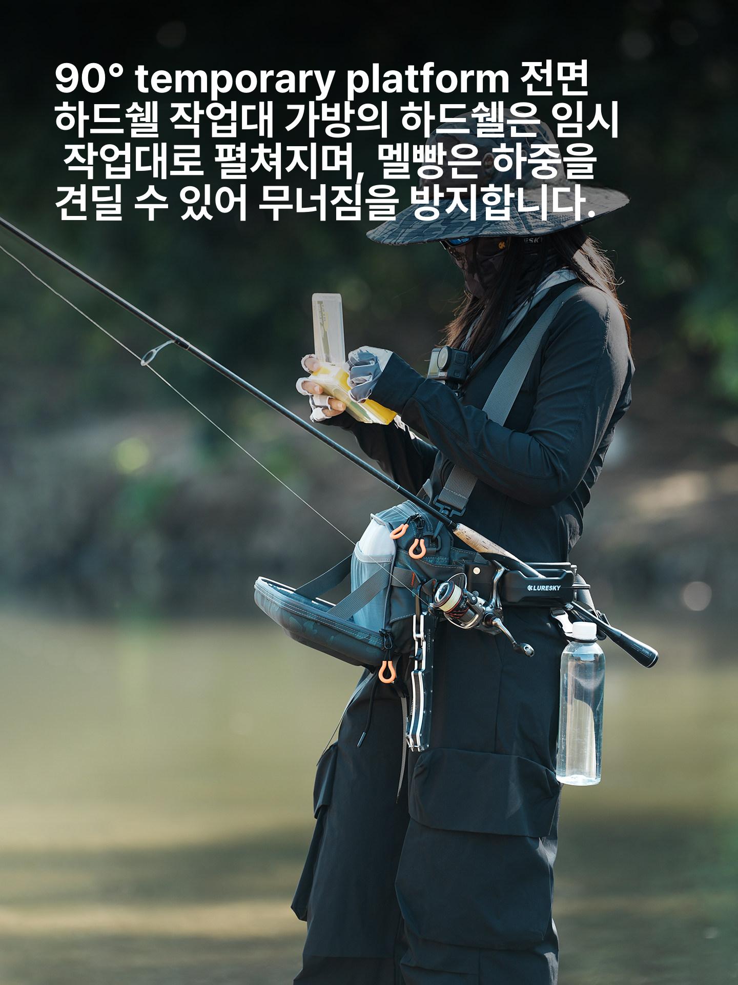 방수 다기능 낚시 가방 허리 남성용 수납 백팩 딥그린 - 상세 이미지 4