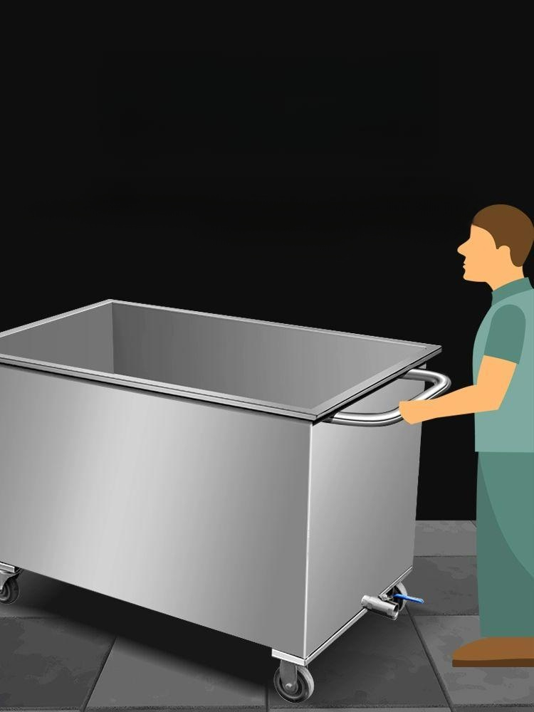 스텐 밀가루통 이동식 용기 저장 카트 식당 빵집 주방 대용량 공장 - 상세 이미지 3