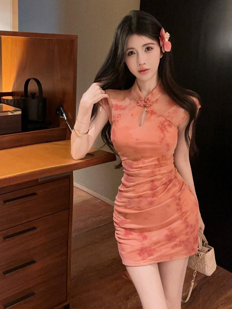 홀복 원피스 초미니 짧은 BJ 끈나시 슬림핏 파티룩 전문 기념일 슬림 - 상품 이미지